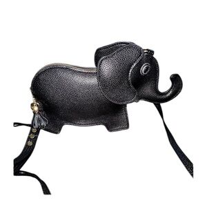 Whimsical Elephant Crossbody Wristlet Faux Pebble Leather